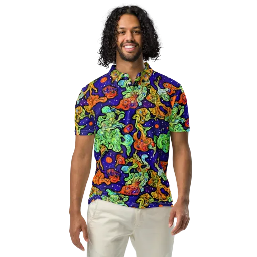 Midnight Reef on a Men's Slim Fit Polo Shirt