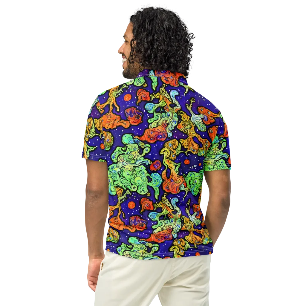 Midnight Reef on Men's Slim Fit Polo Shirt — Back