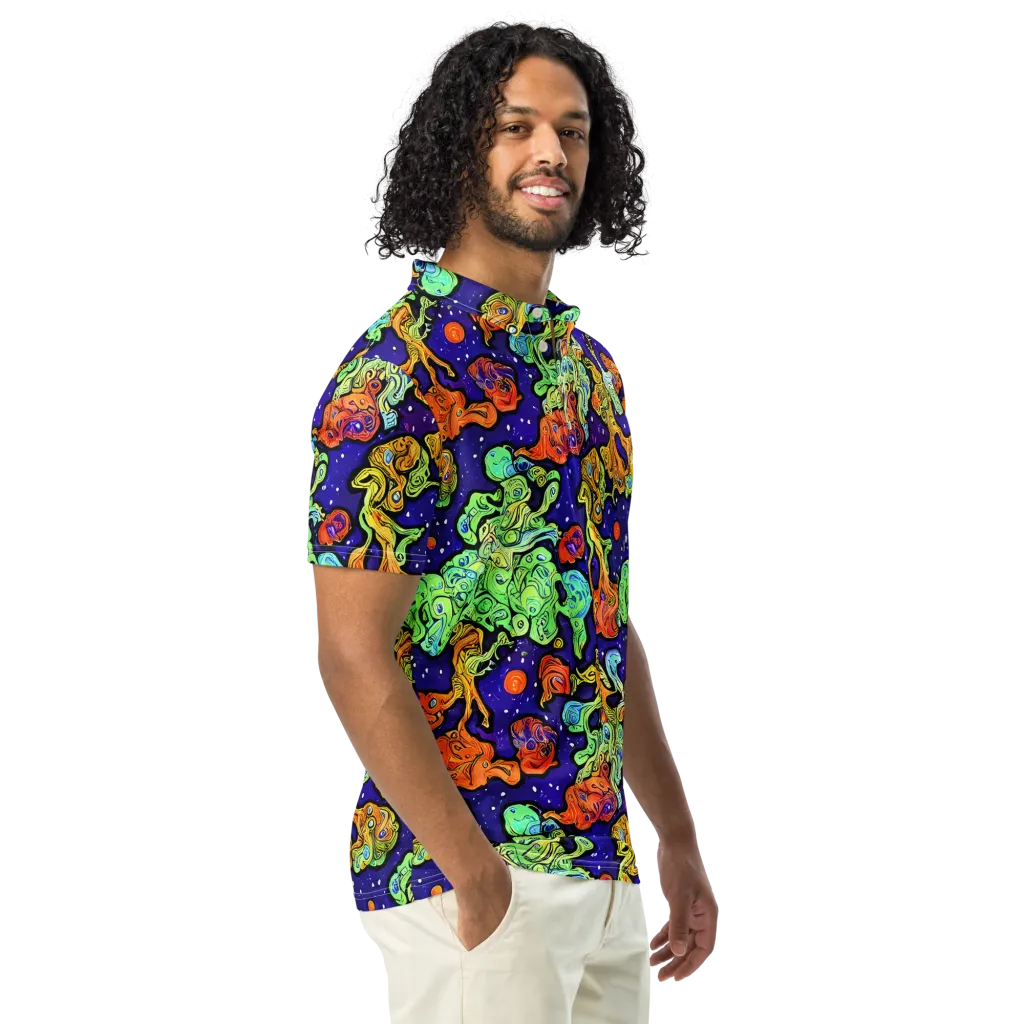 Midnight Reef on Men's Slim Fit Polo Shirt — Right Front
