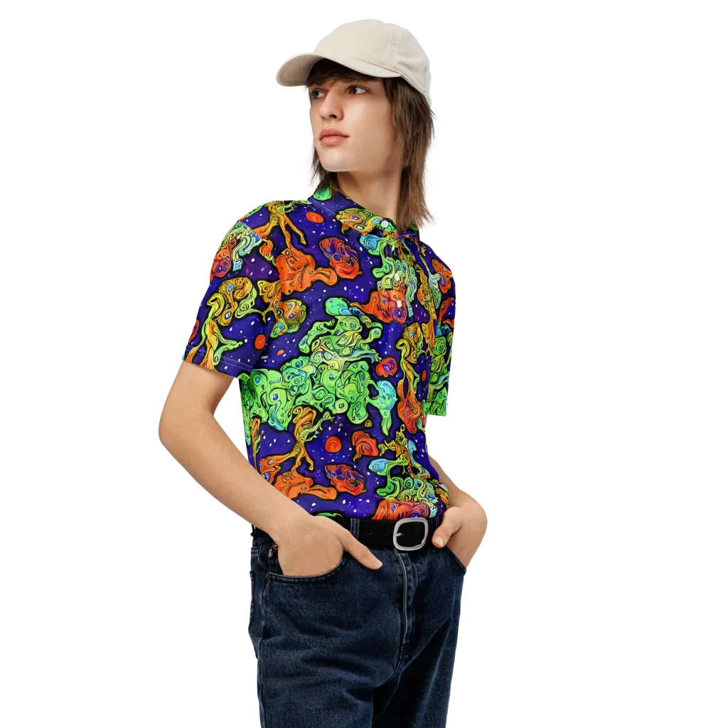 Midnight Reef on Men's Slim Fit Polo Shirt — Right Front