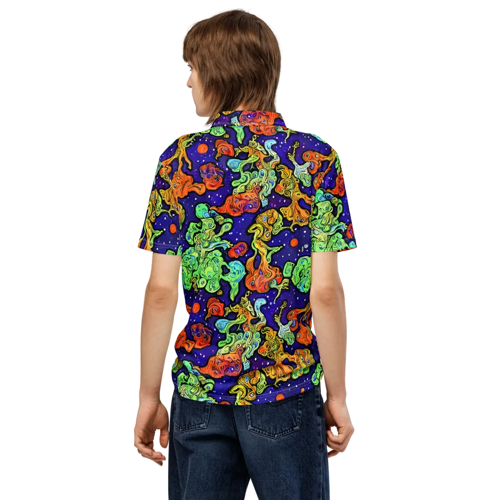 Midnight Reef on Men's Slim Fit Polo Shirt — Back