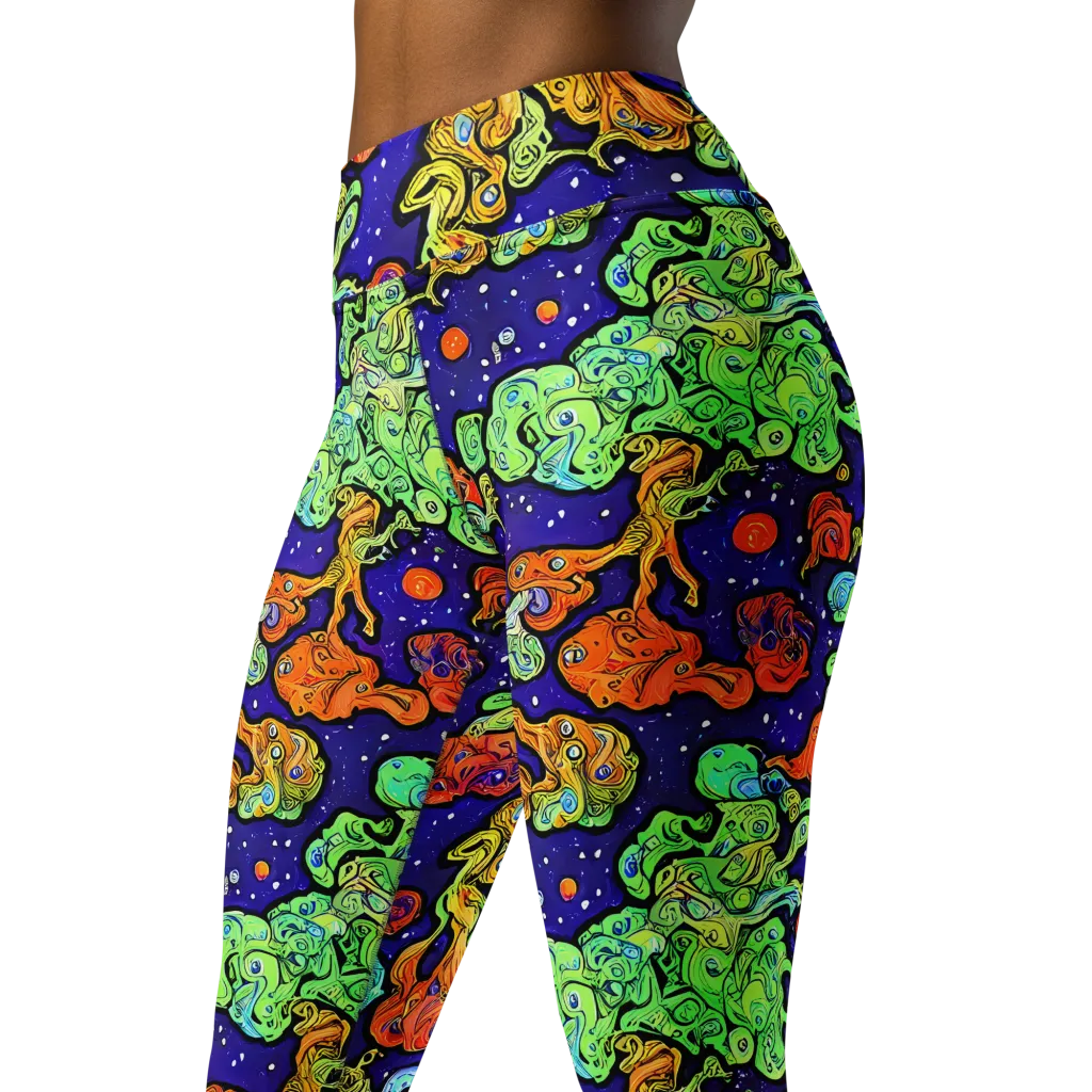 Midnight Reef on Yoga Leggings — Left Front