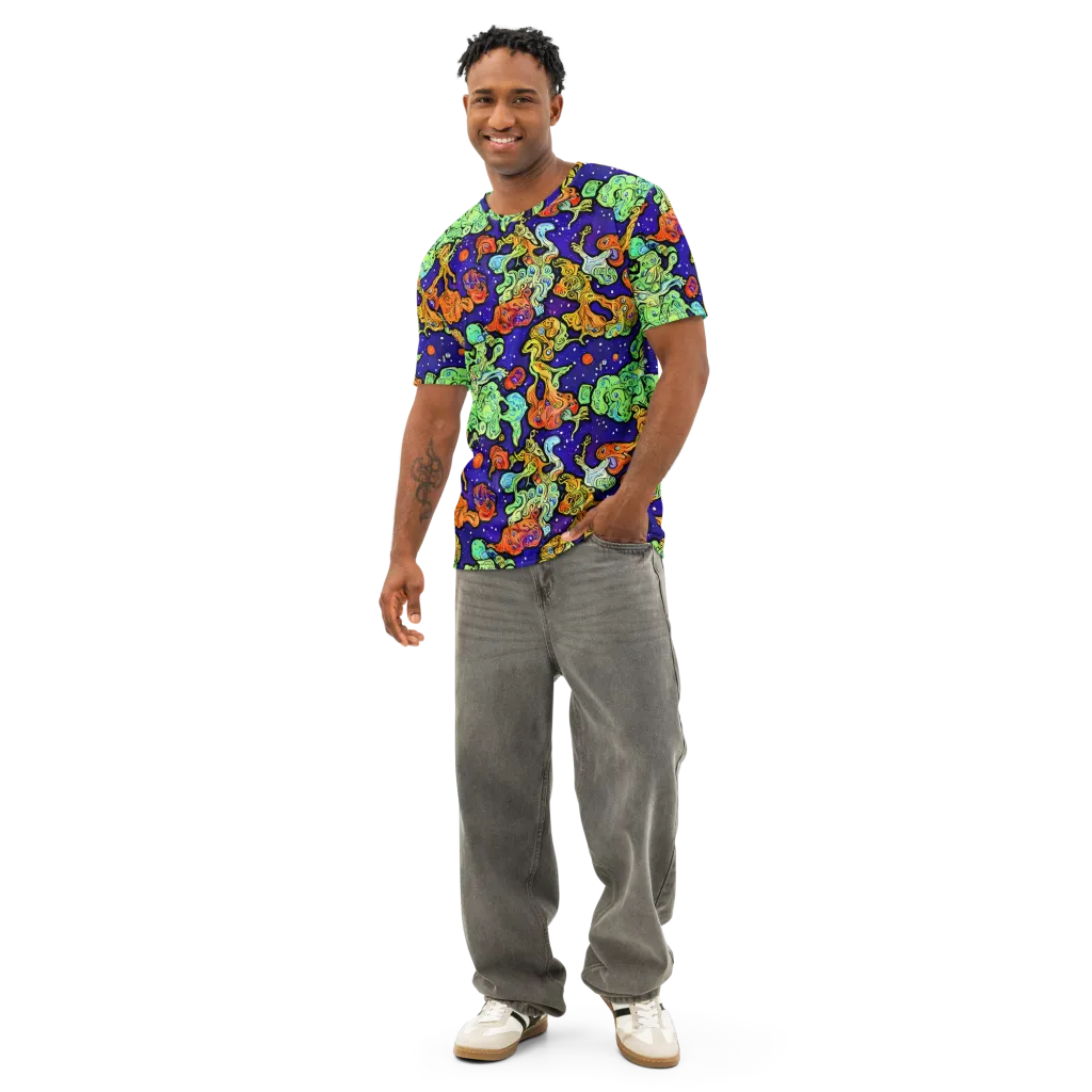 Midnight Reef on Men's Cotton Crew Neck T-Shirt — Front