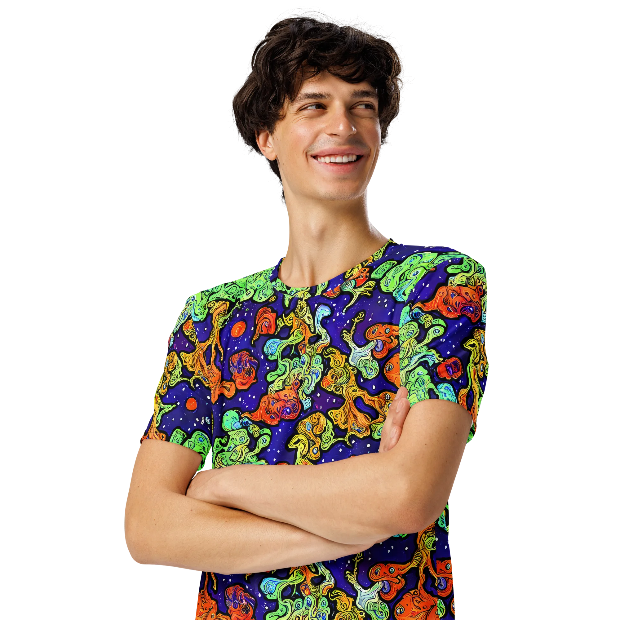 Midnight Reef on Men's Crew Neck T-Shirt — Left Front