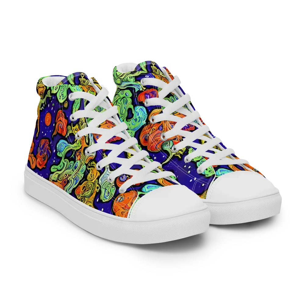 Midnight Reef on Men's High Top Canvas Shoes — Right Front