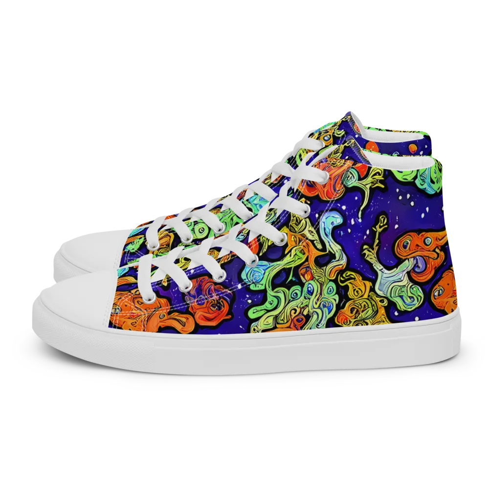 Midnight Reef on Men's High Top Canvas Shoes — Left