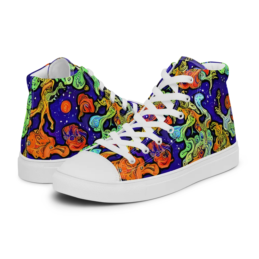 Midnight Reef on Men's High Top Canvas Shoes — Left