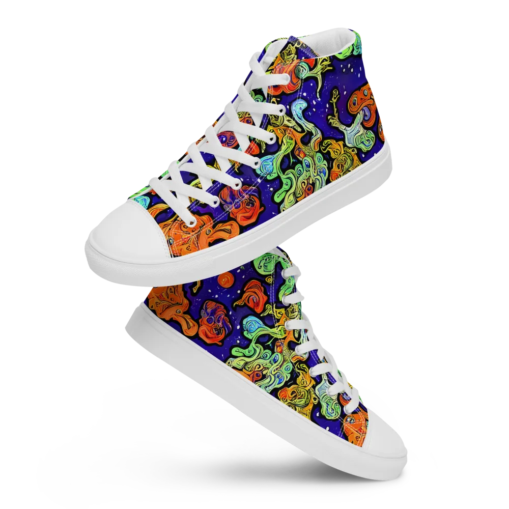 Midnight Reef on Men's High Top Canvas Shoes — Front