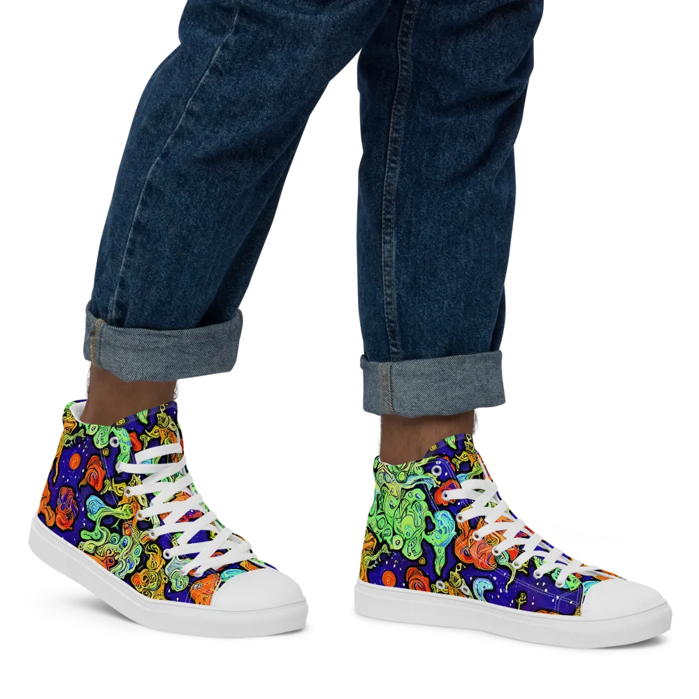 Midnight Reef on Men's High Top Canvas Shoes — Right