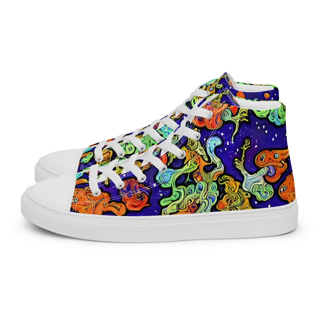 Midnight Reef on Women's High Top Canvas Shoes — Left