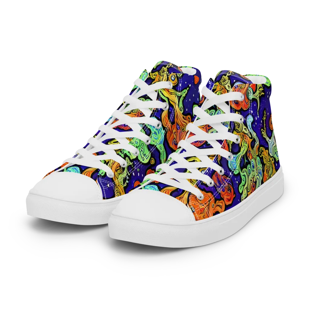 Midnight Reef on Women's High Top Canvas Shoes — Left Front