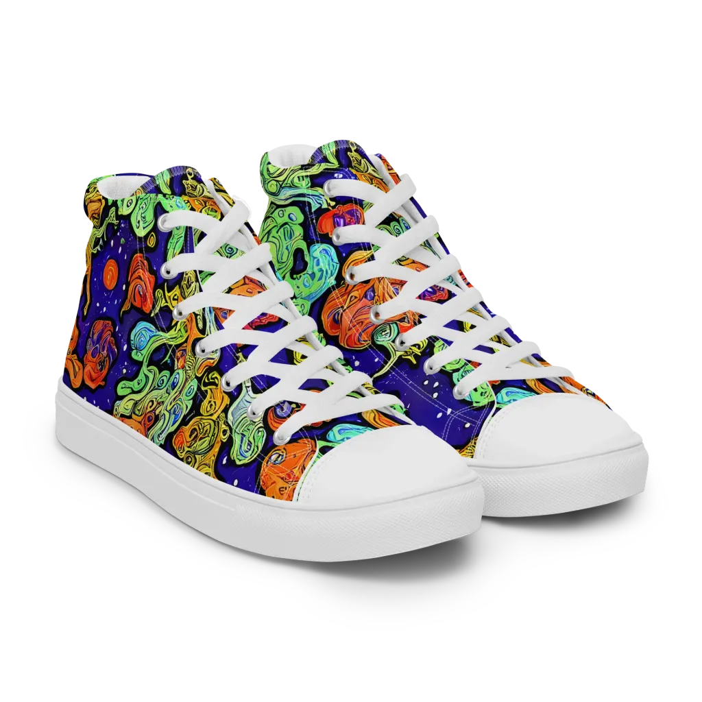 Midnight Reef on Women's High Top Canvas Shoes — Right Front