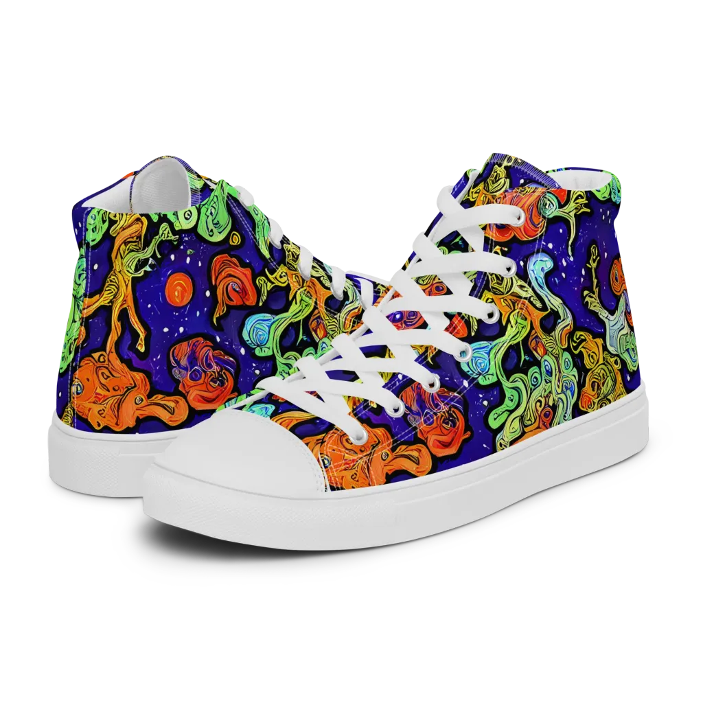 Midnight Reef on Women's High Top Canvas Shoes — Left