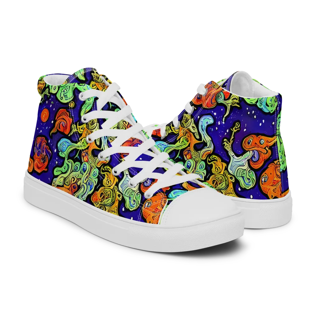 Midnight Reef on Women's High Top Canvas Shoes — Right