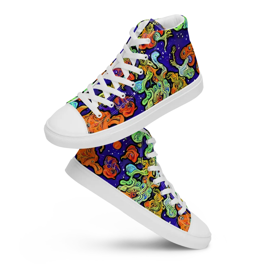 Midnight Reef on Women's High Top Canvas Shoes — Front