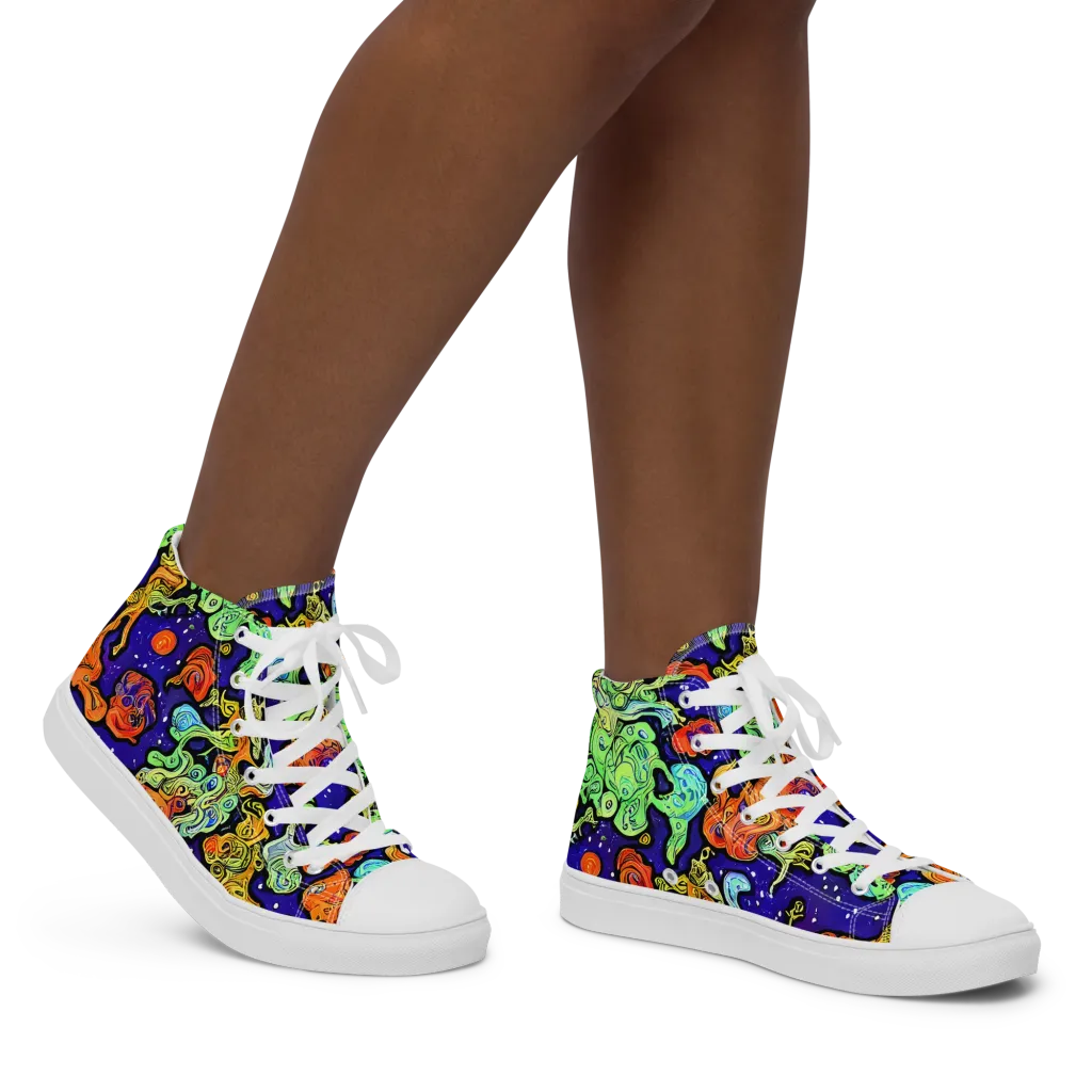 Midnight Reef on Women's High Top Canvas Shoes — Right