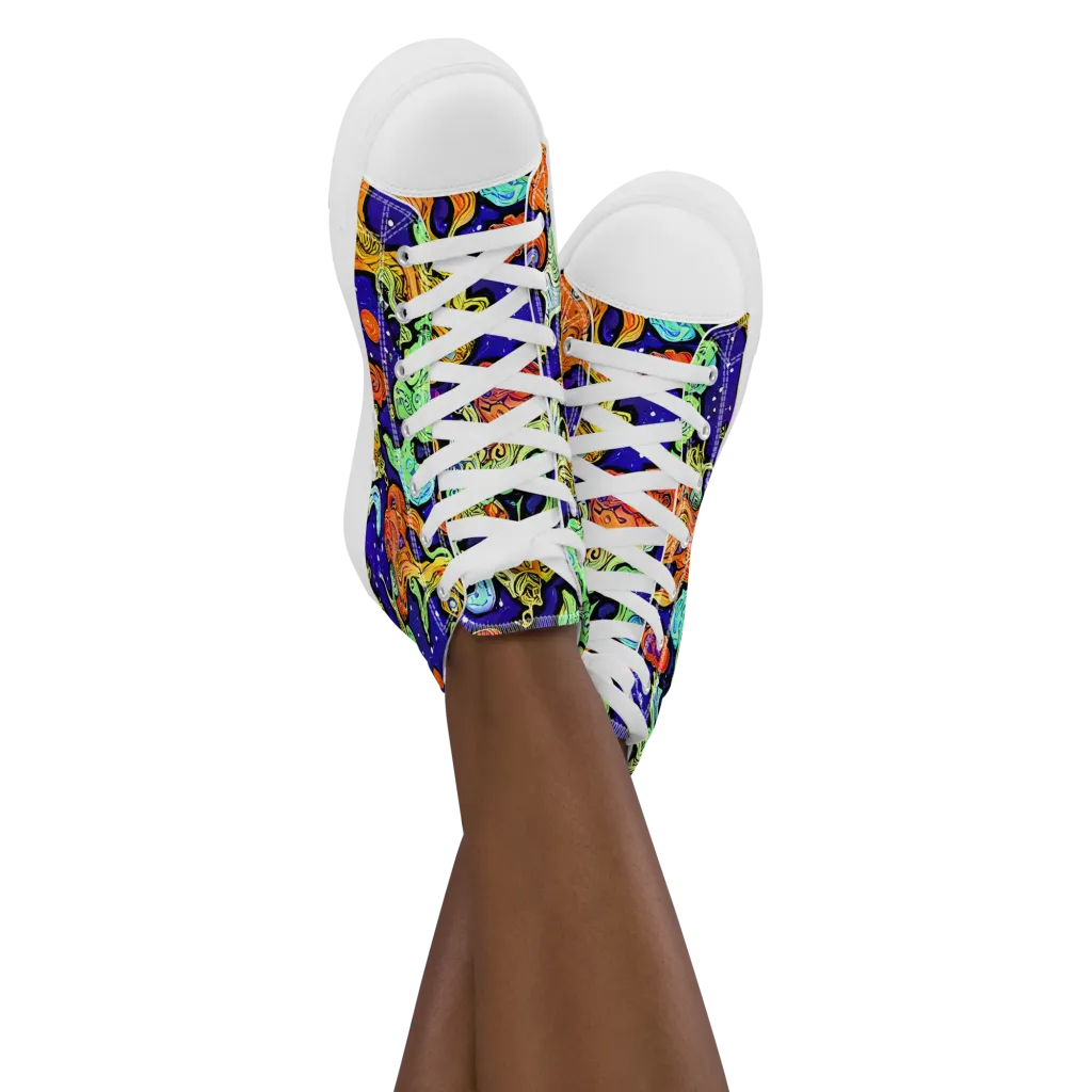 Midnight Reef on Women's High Top Canvas Shoes — Front