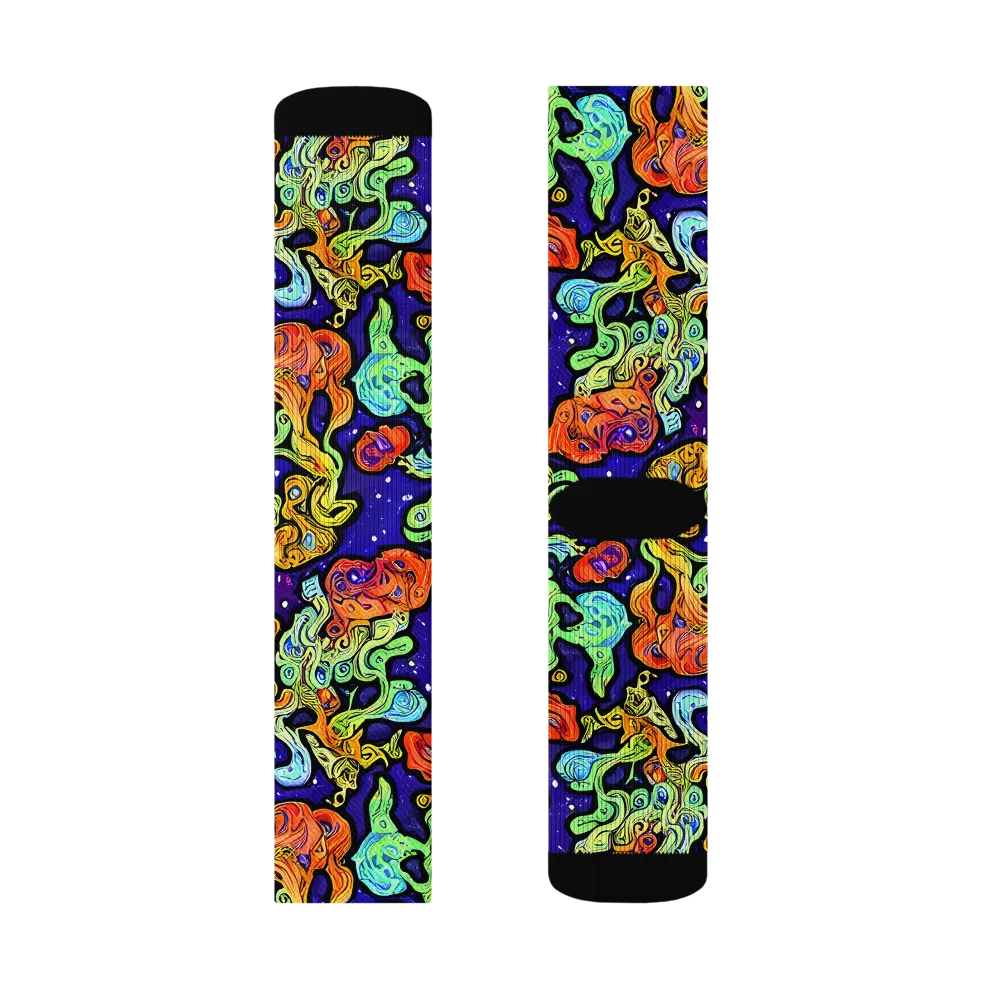 Midnight Reef on Socks — Left Sock