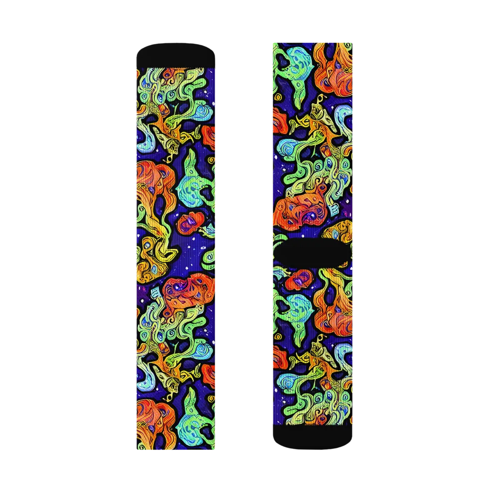 Midnight Reef on Socks — Right Sock