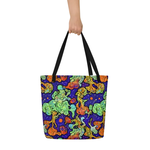 Midnight Reef on a Large Tote Bag W/ Pocket