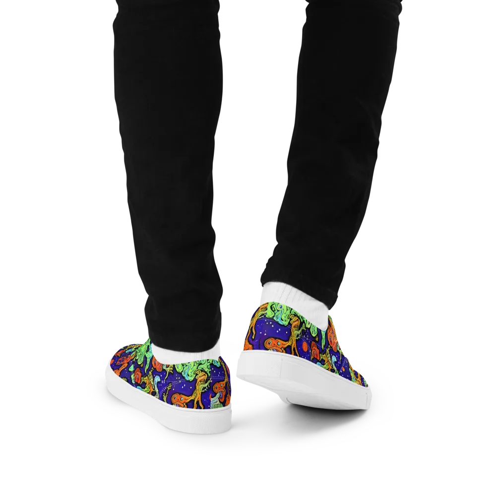 Midnight Reef on Men's Lace-Up Canvas Shoes — Back