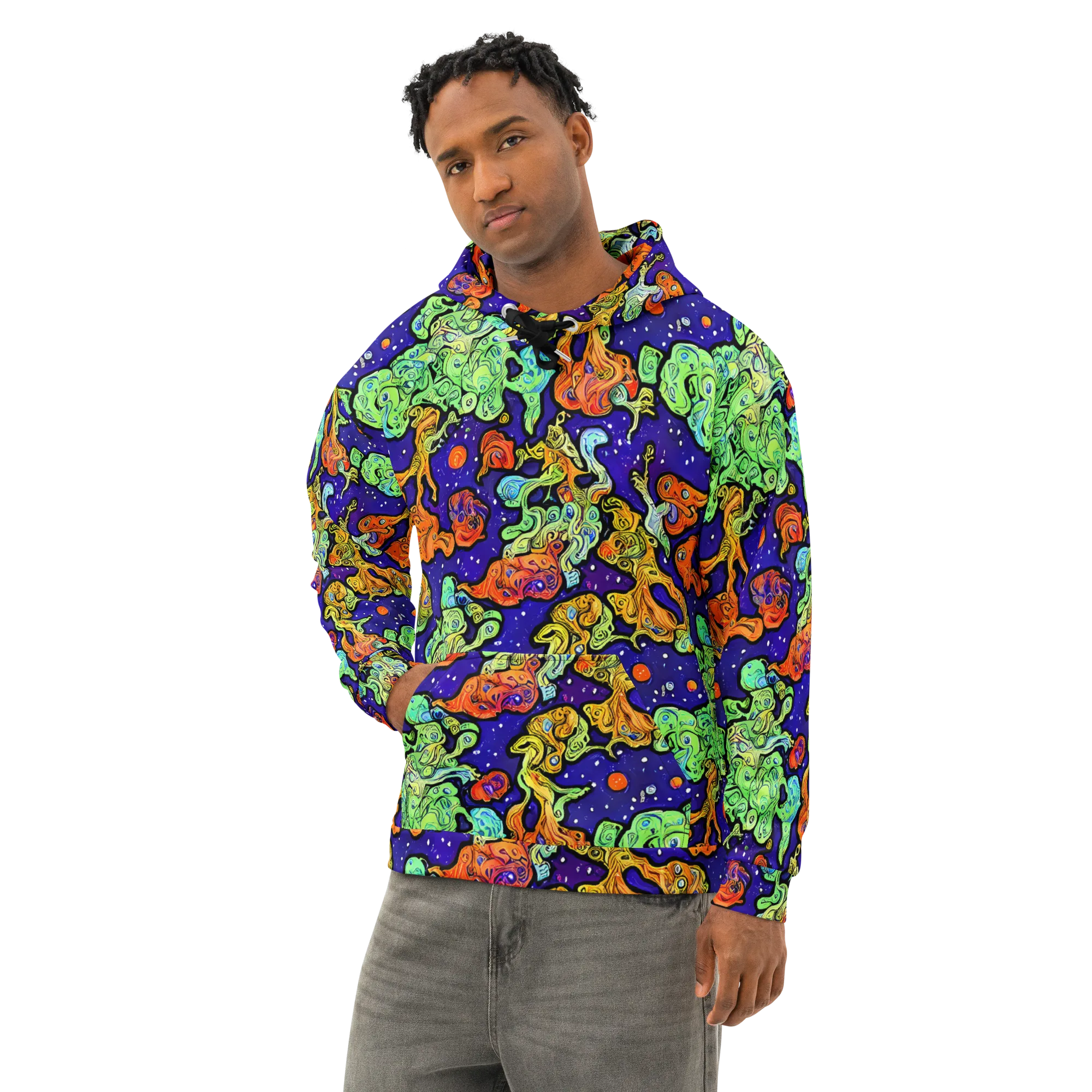 Midnight Reef on Cotton Hoodie — Left Front