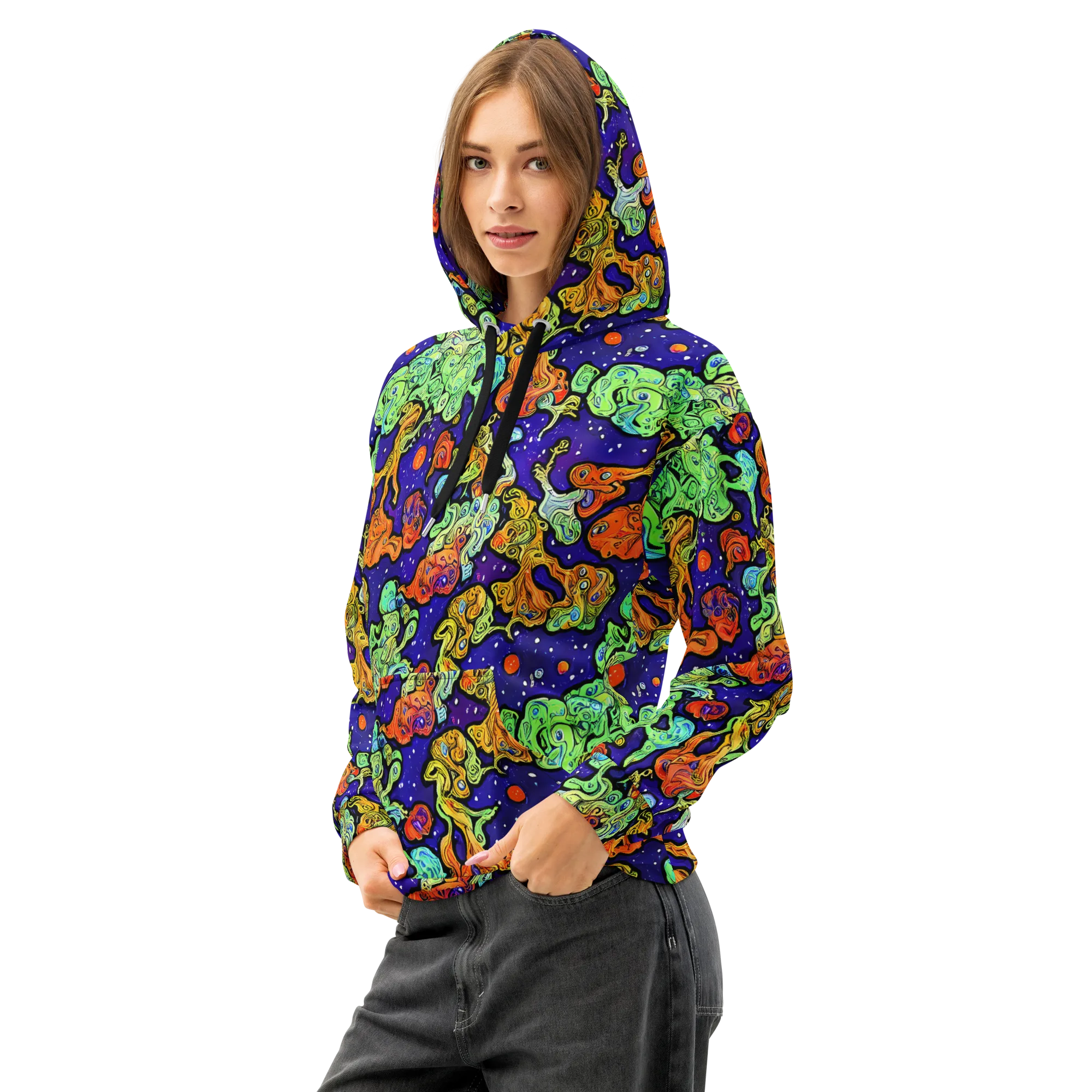 Midnight Reef on Cotton Hoodie — Left Front