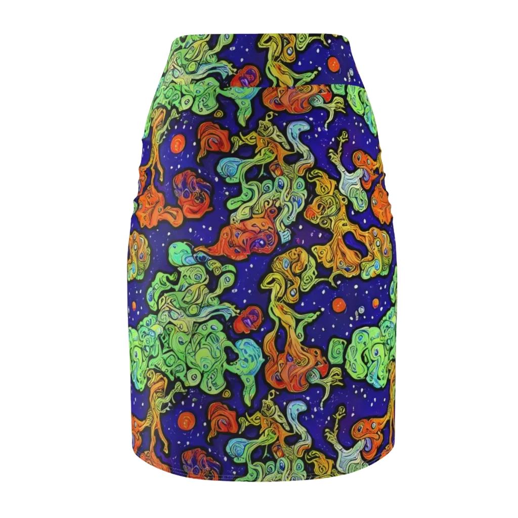 Midnight Reef on Pencil Skirt — Back