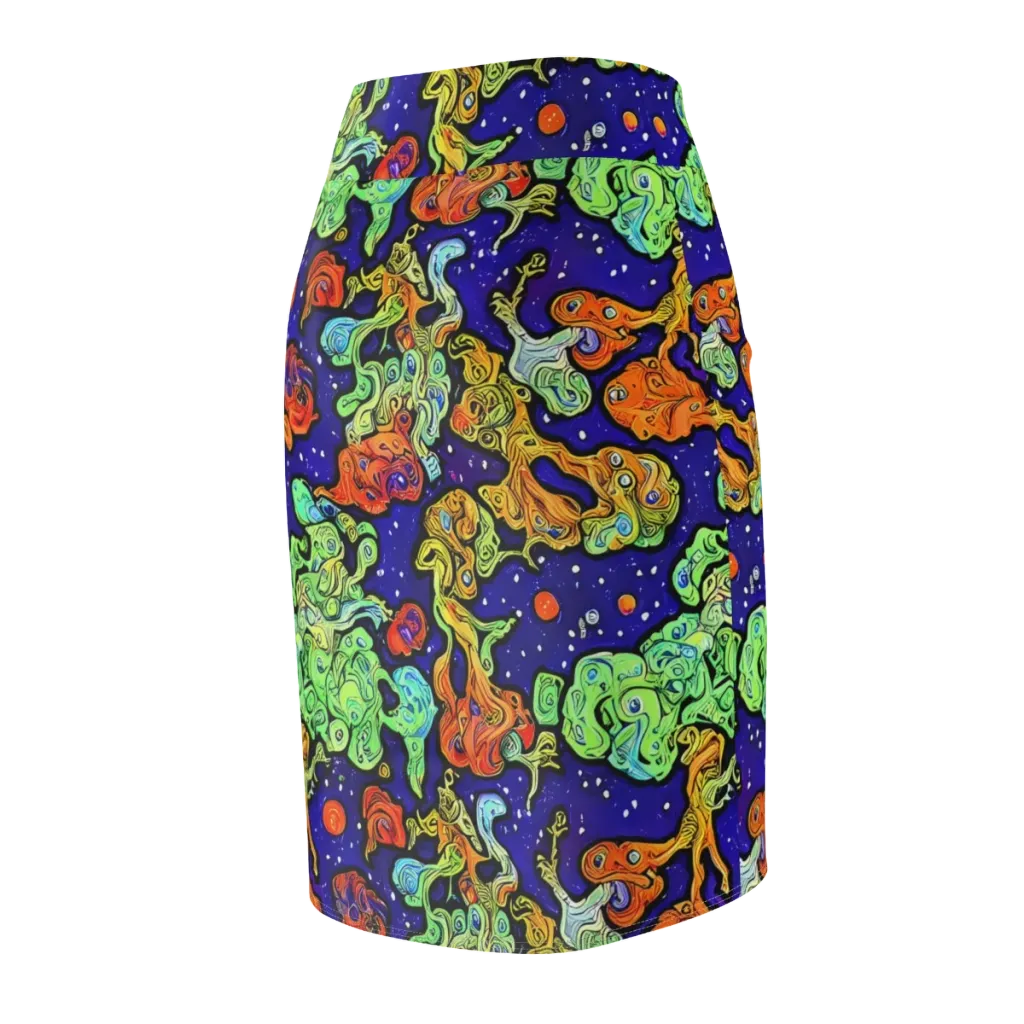 Midnight Reef on Pencil Skirt — Back Side