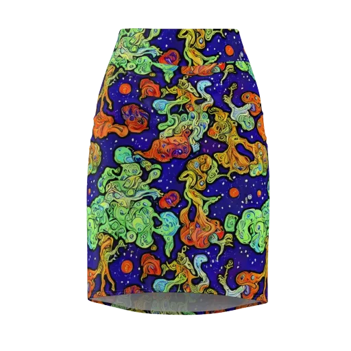 Midnight Reef on a Pencil Skirt