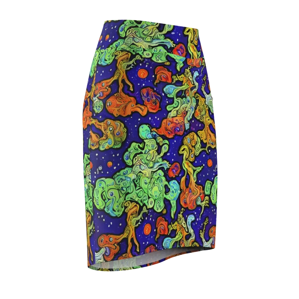 Midnight Reef on Pencil Skirt — Front Side