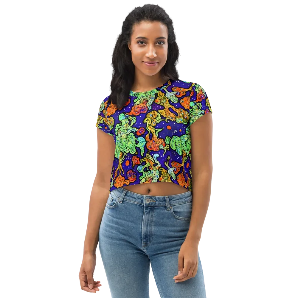 Midnight Reef on Crop Tee — Front