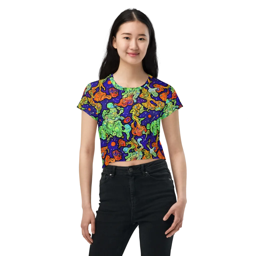 Midnight Reef on Crop Tee — Front