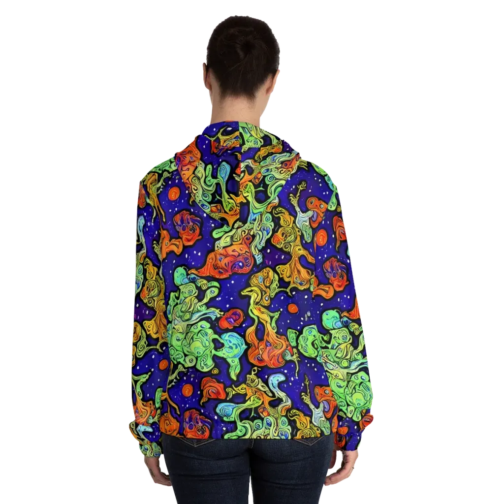 Midnight Reef on Women's Full-Zip Hoodie — Back On Person