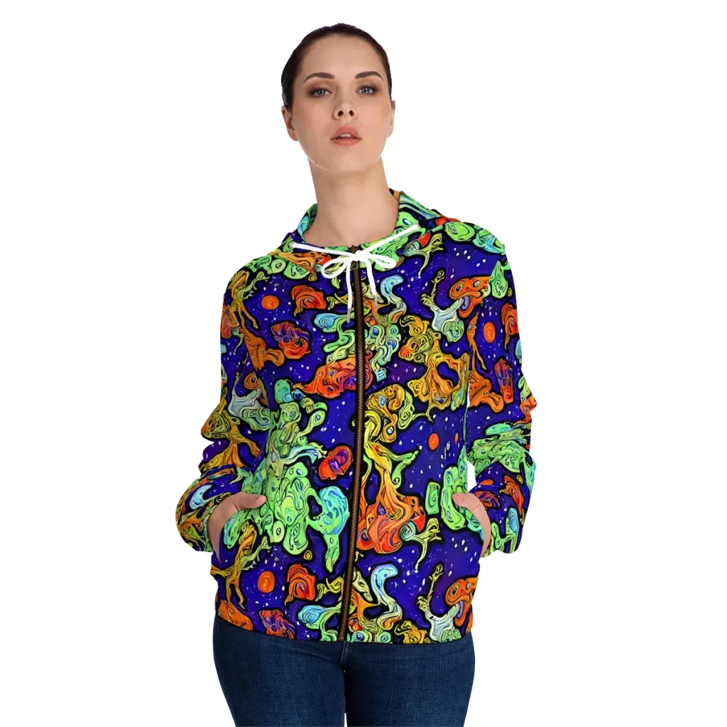 Midnight Reef on Women's Full-Zip Hoodie — Front On Person