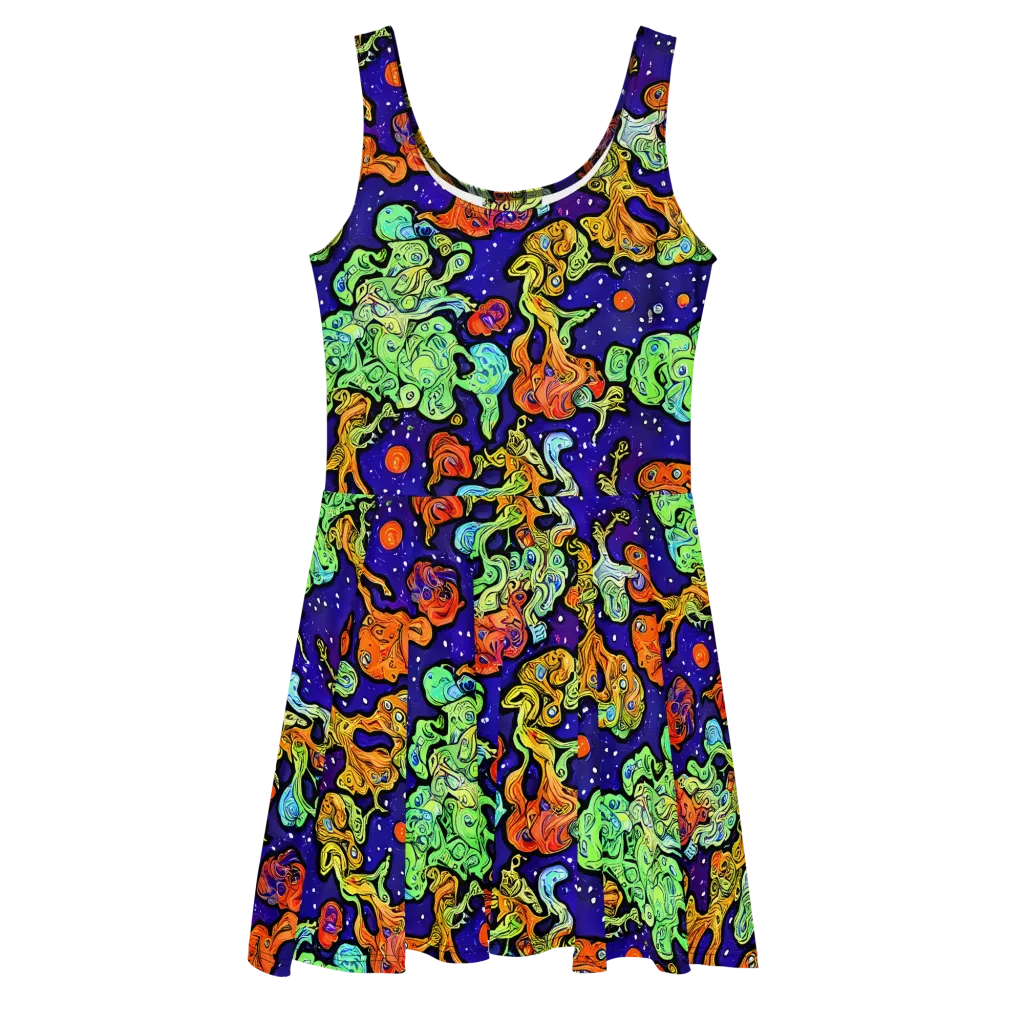 Midnight Reef on Skater Dress — Front
