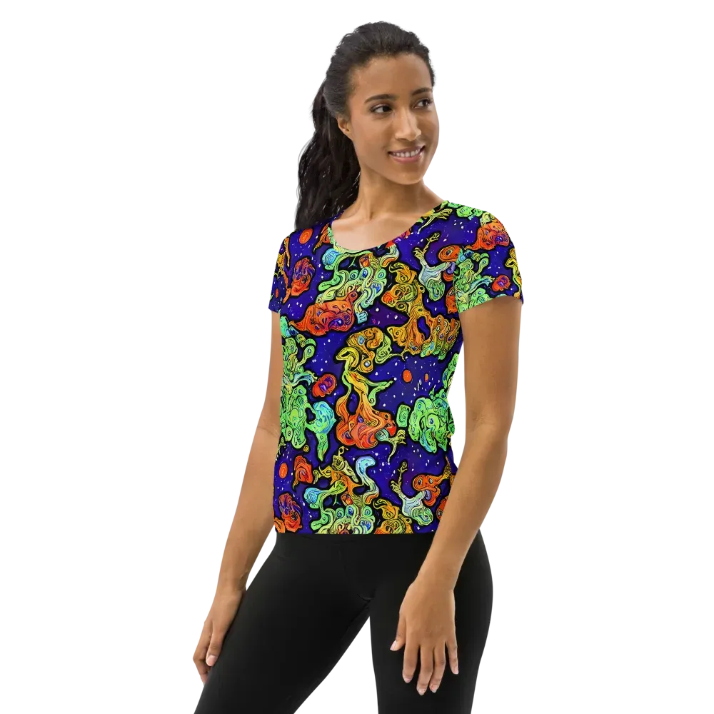 Midnight Reef on Women's Athletic T-Shirt — Left