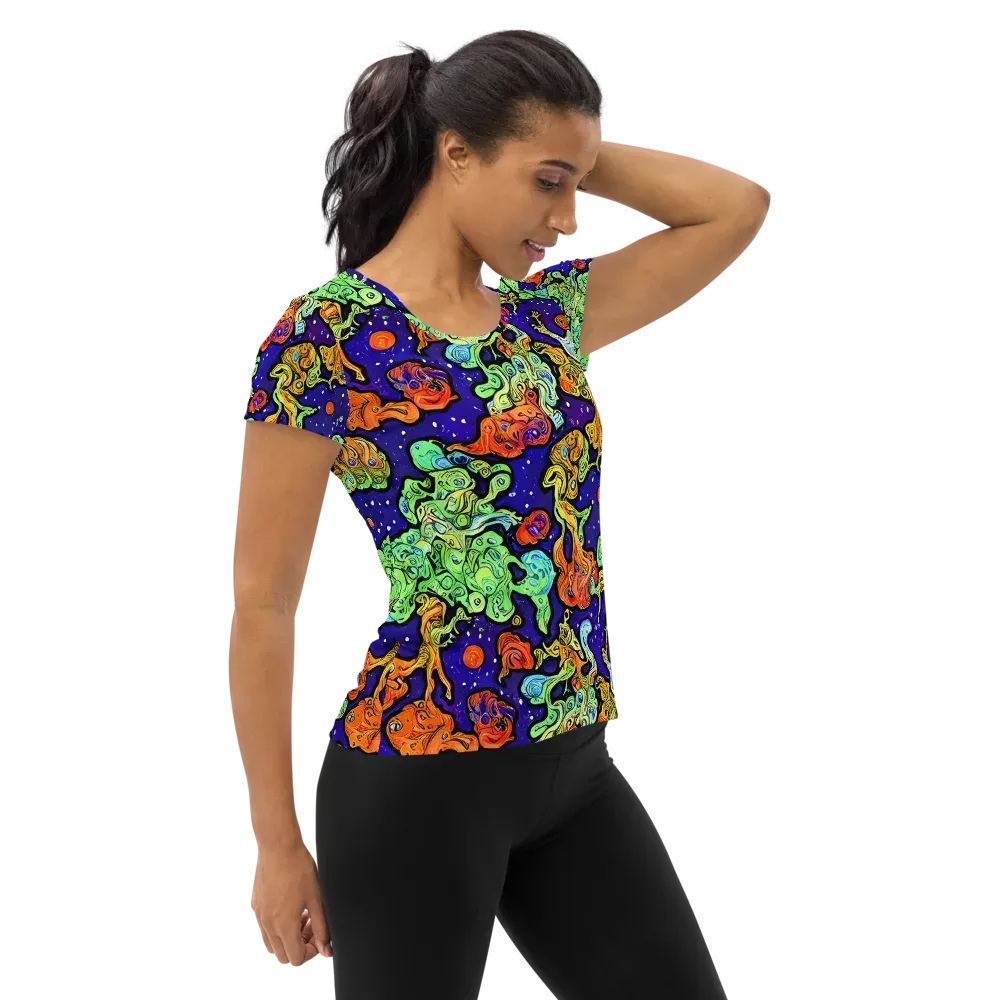 Midnight Reef on Women's Athletic T-Shirt — Right