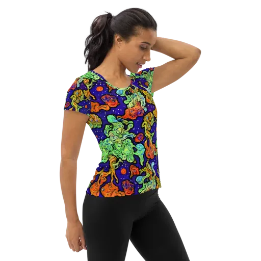 Midnight Reef on a Women's Athletic T-Shirt
