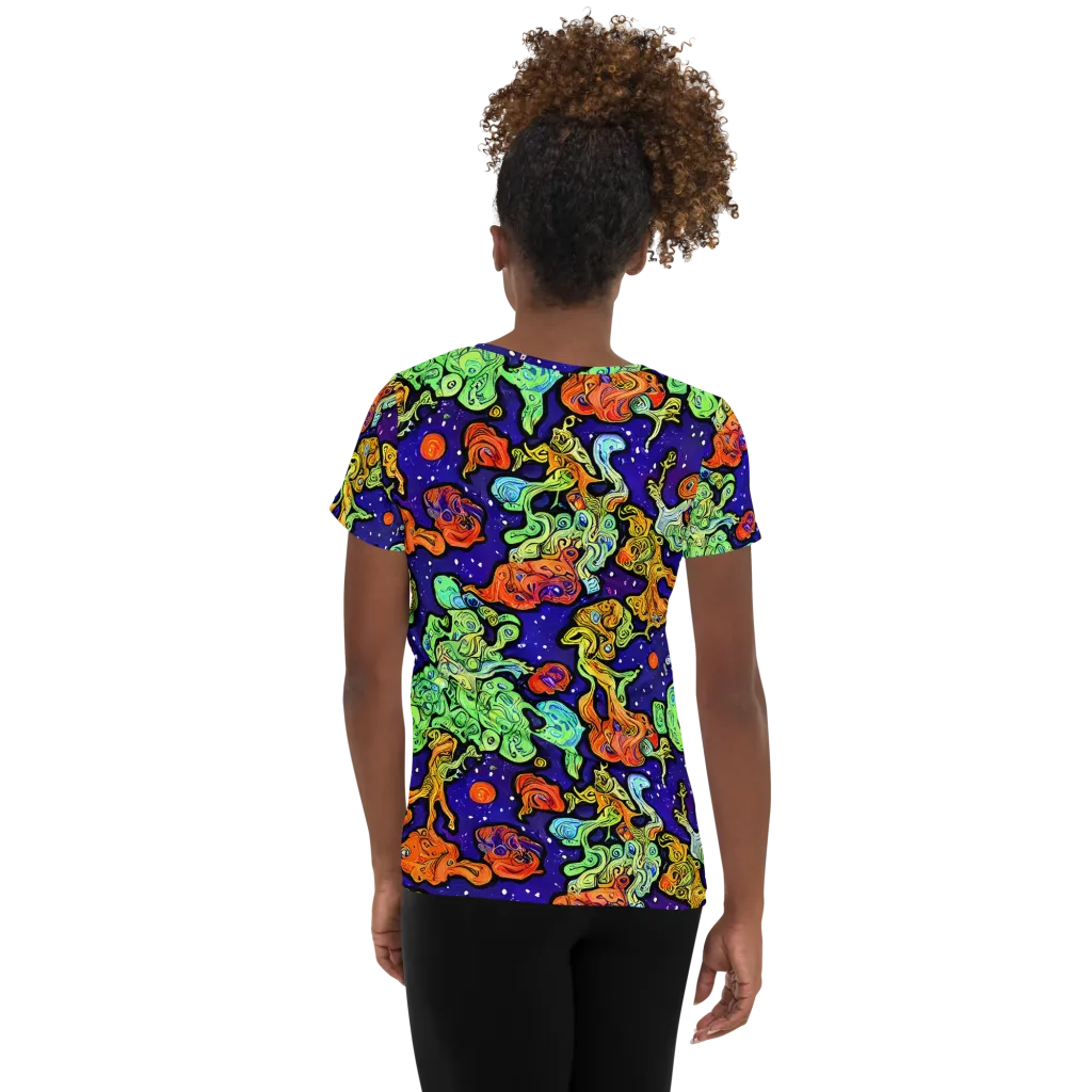 Midnight Reef on Women's Athletic T-Shirt — Back