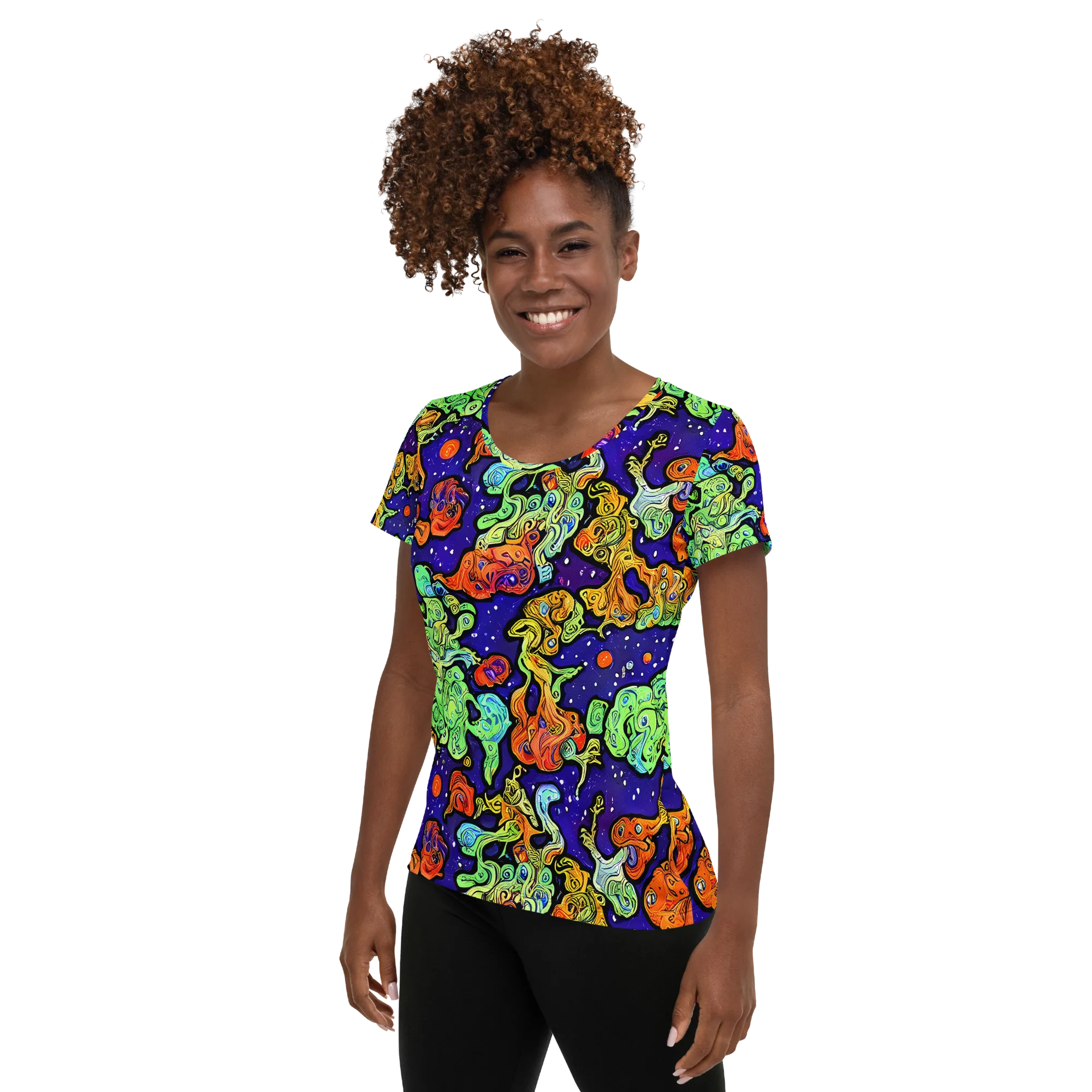 Midnight Reef on Women's Athletic T-Shirt — Left