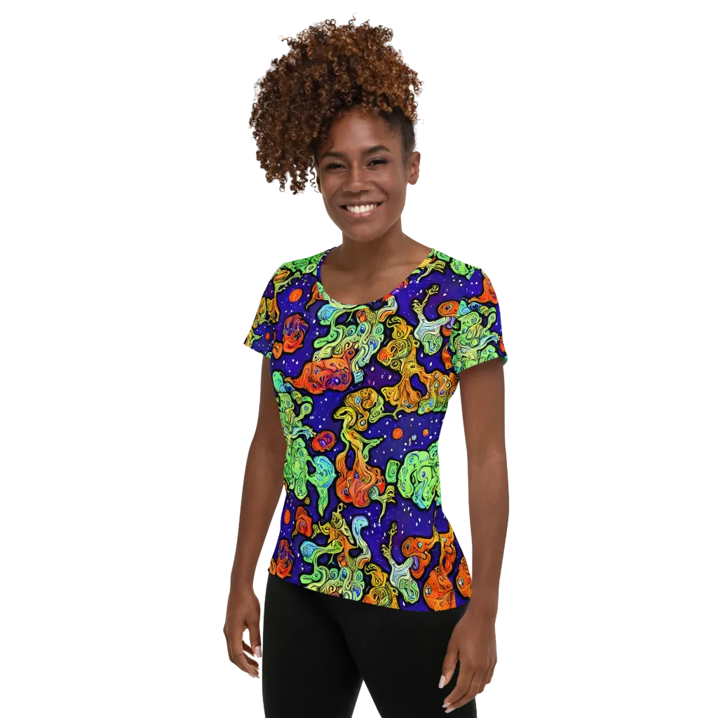 Midnight Reef on Women's Athletic T-Shirt — Left