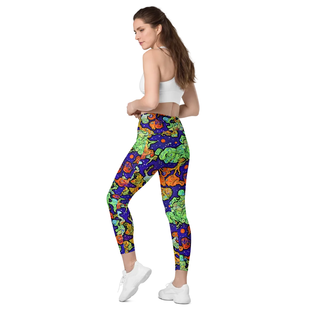 Midnight Reef on Leggings with Pockets — Left Back
