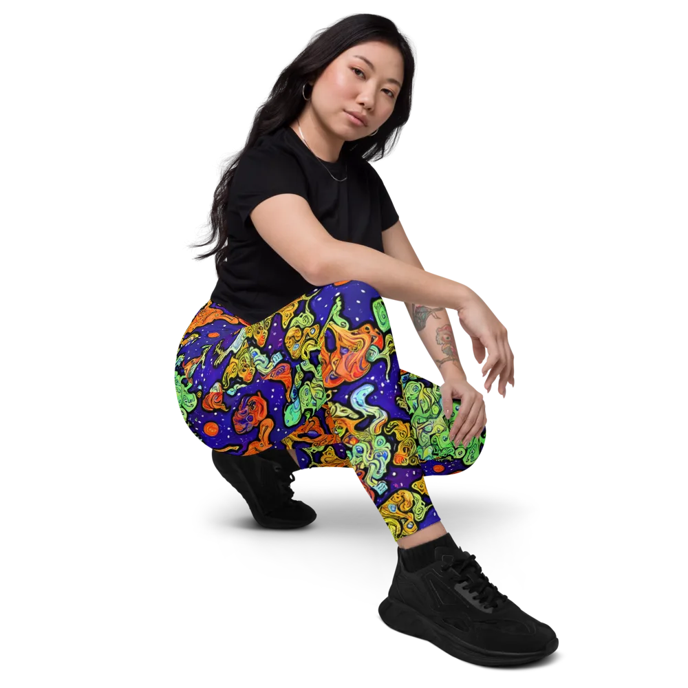 Midnight Reef on Leggings with Pockets — Right Front