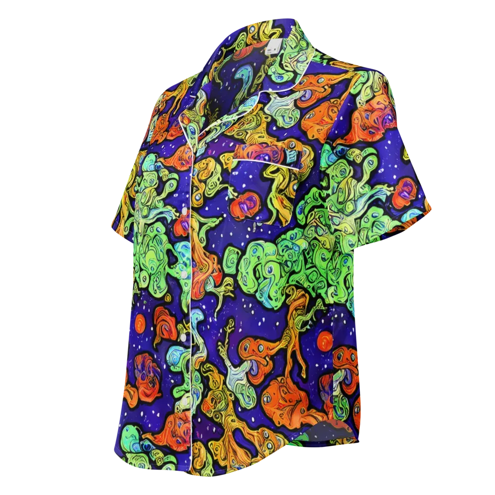 Midnight Reef on Women's Short Sleeve Pajama Top — Left Front