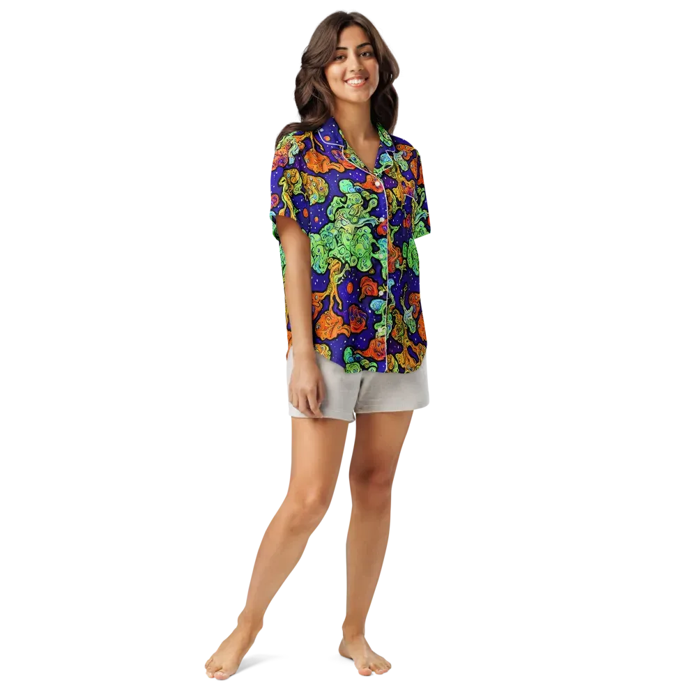 Midnight Reef on Women's Short Sleeve Pajama Top — Front