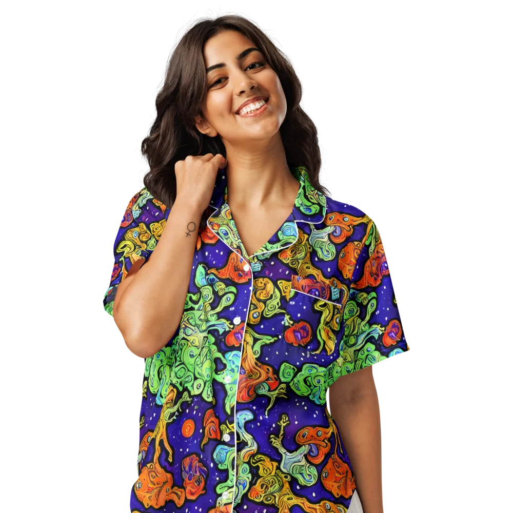 Midnight Reef on Women's Short Sleeve Pajama Top — Front