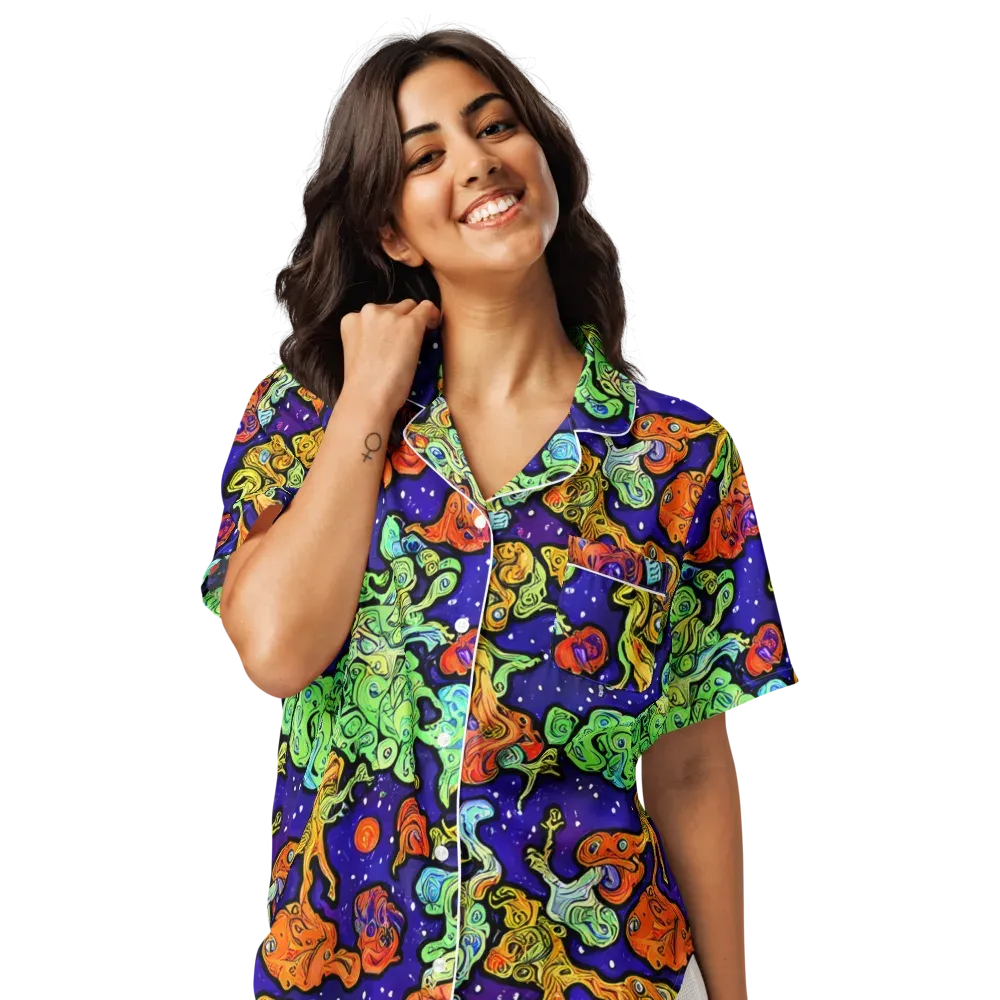 Midnight Reef on Women's Short Sleeve Pajama Top — Front
