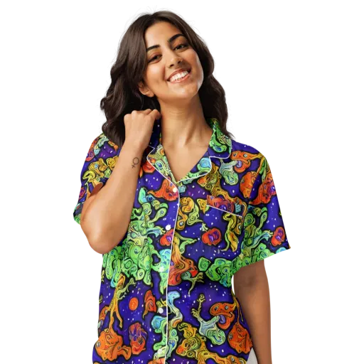 Midnight Reef on a Women's Short Sleeve Pajama Top