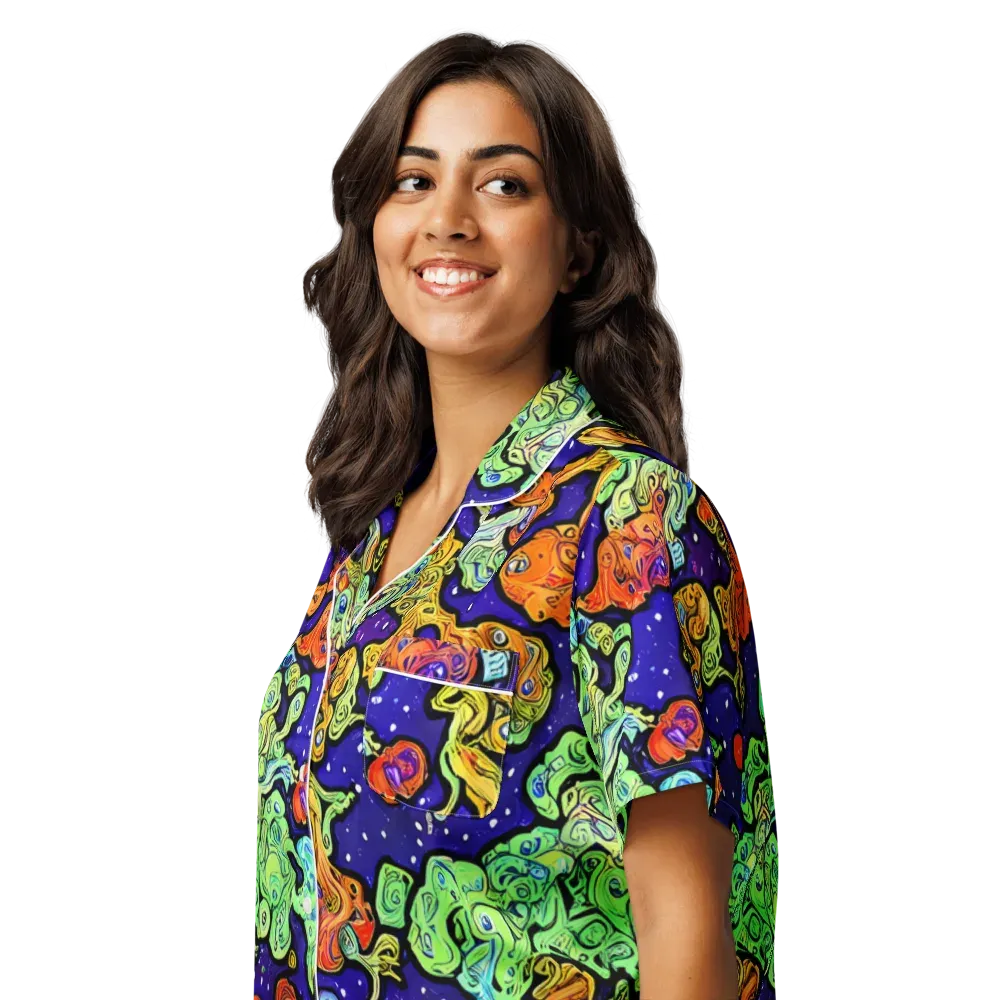 Midnight Reef on Women's Short Sleeve Pajama Top — Left Front